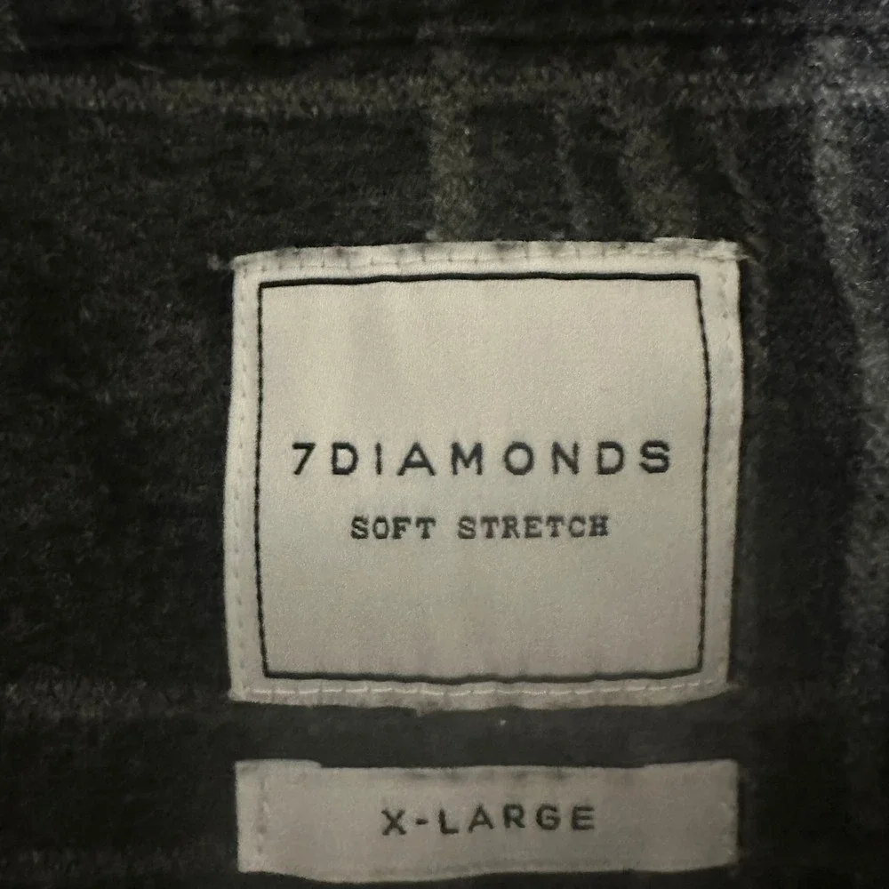 7Diamonds Axe Soft Stretch Flannel Plaid Button Down Shirt XL Grey SMK-6992